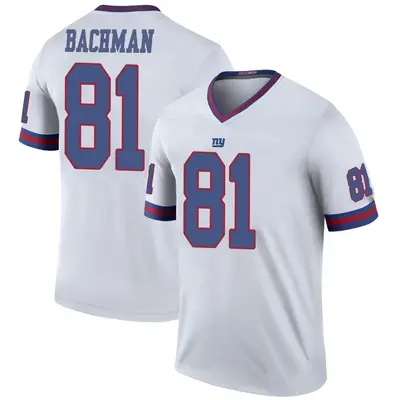 Men's Legend Alex Bachman New York Giants White Color Rush Jersey
