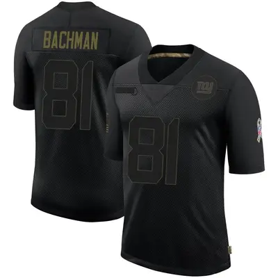 Men's Limited Alex Bachman New York Giants Black 2020 Salute To Service Retired Jersey