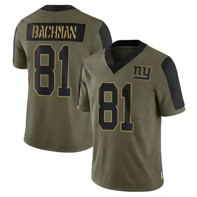 Men's Limited Alex Bachman New York Giants Olive 2021 Salute To Service Jersey