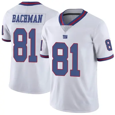 Men's Limited Alex Bachman New York Giants White Color Rush Jersey