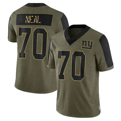 Men's Limited Evan Neal New York Giants Olive 2021 Salute To Service Jersey