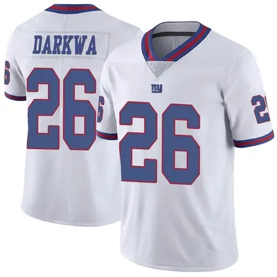 Men's Limited Orleans Darkwa New York Giants White Color Rush Jersey