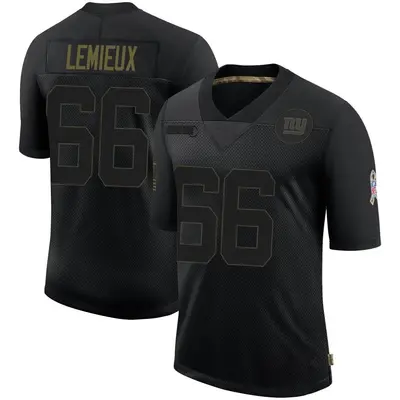 Men's Limited Shane Lemieux New York Giants Black 2020 Salute To Service Retired Jersey