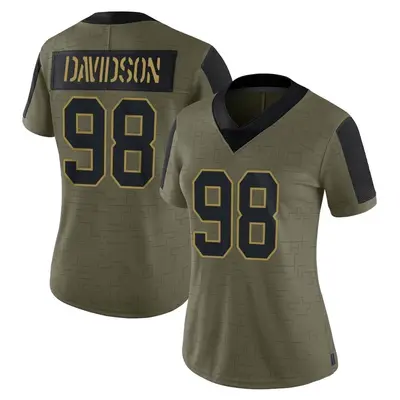 Women's Limited D.J. Davidson New York Giants Olive 2021 Salute To Service Jersey