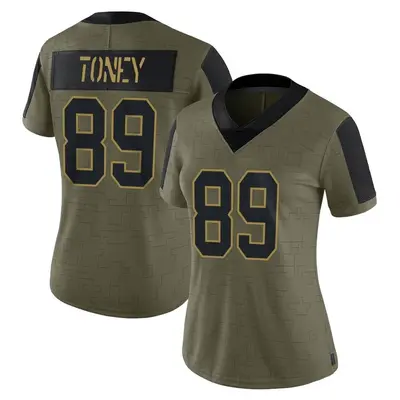 Women's Limited Kadarius Toney New York Giants Olive 2021 Salute To Service Jersey