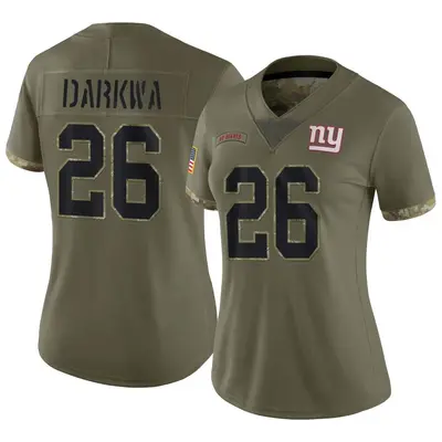 Women's Limited Orleans Darkwa New York Giants Olive 2022 Salute To Service Jersey