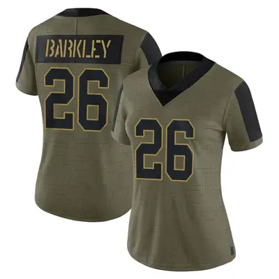 Women's Limited Saquon Barkley New York Giants Olive 2021 Salute To Service Jersey